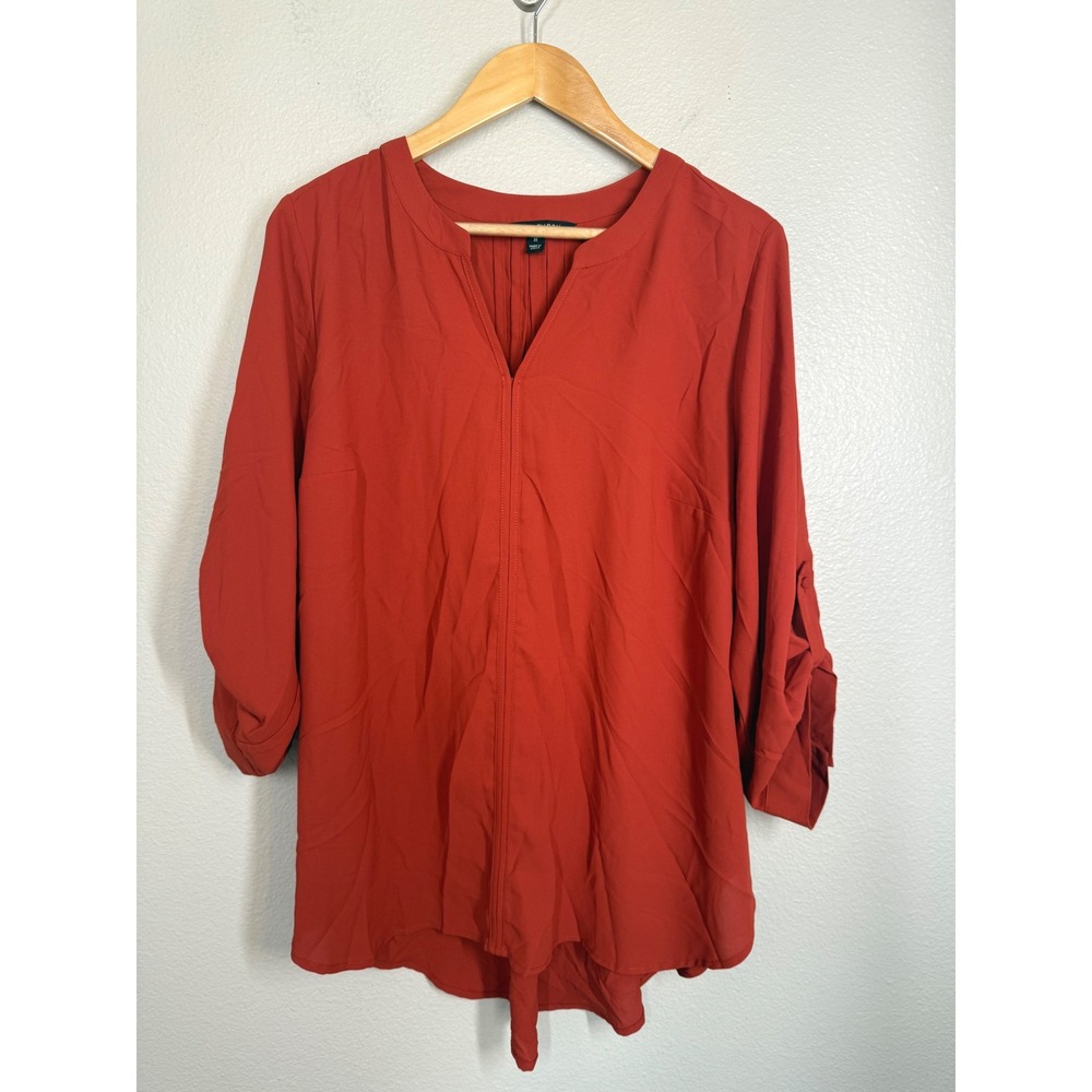41 Hawthorn Womens size 2X Pumpkin Rust Orange 3/4 Sleeve V Neck Fall Blouse Top